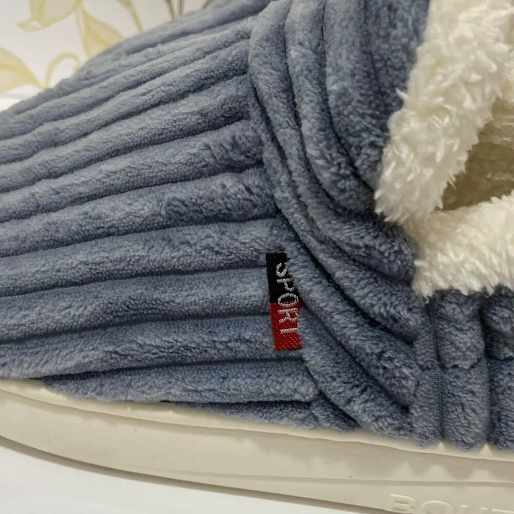 Cozy Plush Lined Slip-On Slippers With Ribbed Design & Durable Rubber Sole NWOT - Picture 5 of 8